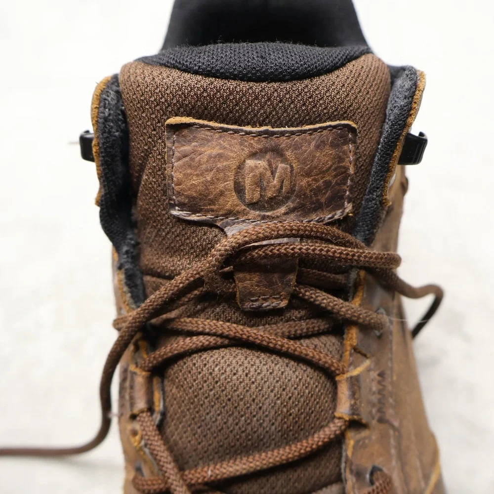 Merrell Boots Mens 10 Brown Leather M Select DRY Vibram Hiking Moab Adventure